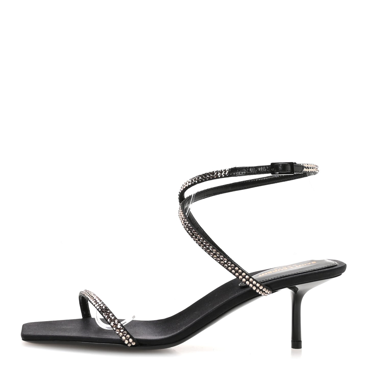 Crepe Satin Strass Baliqua 55 Ankle Strap Sandals 37.5 Black Greige