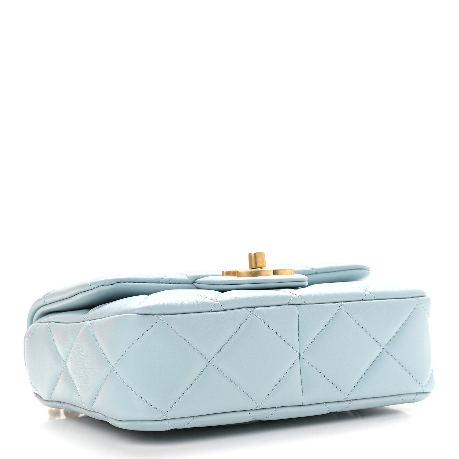 Chanel Lambskin Enamel Quilted Pending CC Mini Square Flap Light Blue 4 of 9
