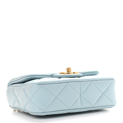 Chanel Lambskin Enamel Quilted Pending CC Mini Square Flap Light Blue 4 of 9