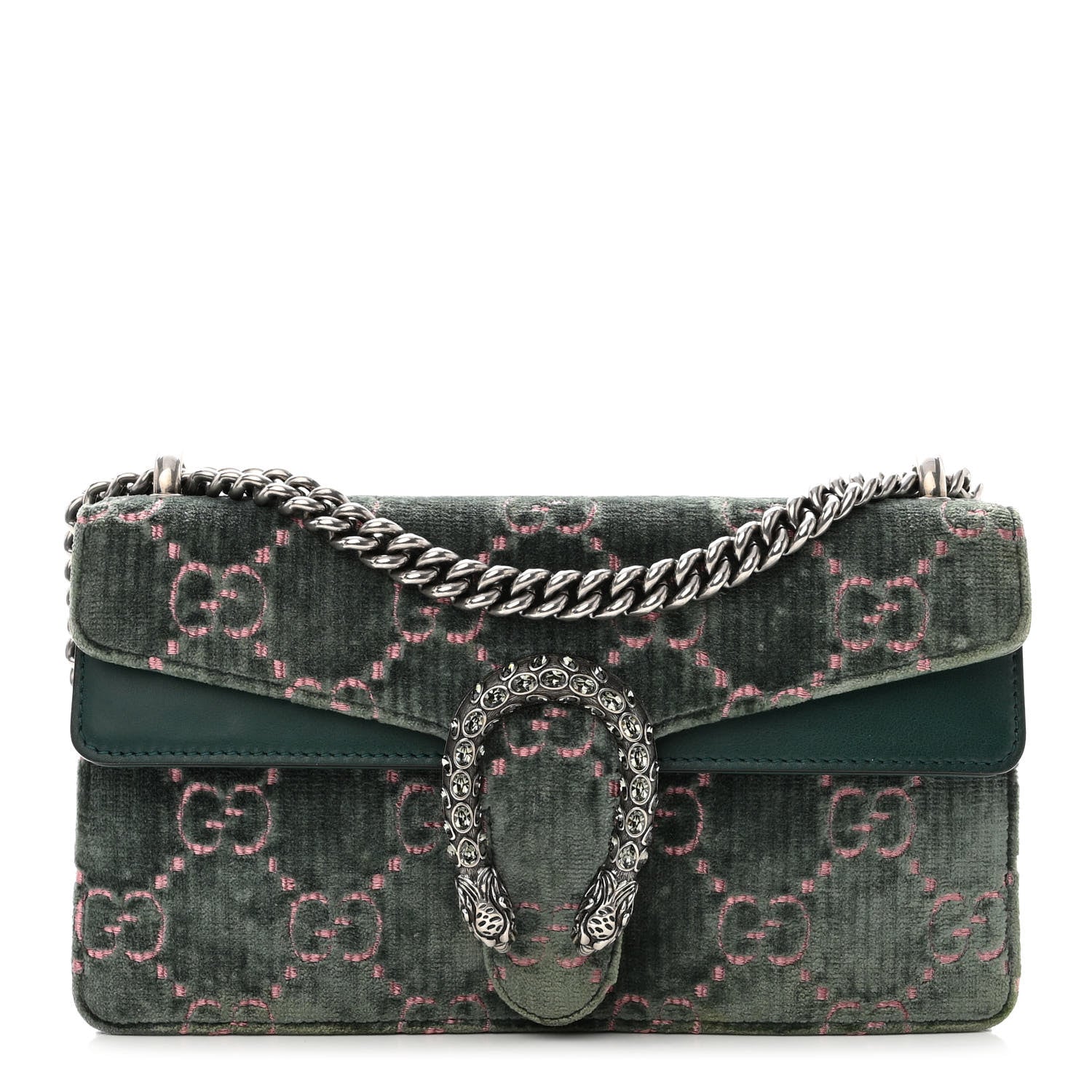Gucci Velvet Moon Calfskin Crystal GG Monogram Small Dionysus Shoulder Bag Avio Dusty Pink Black Diamond 1 of 10