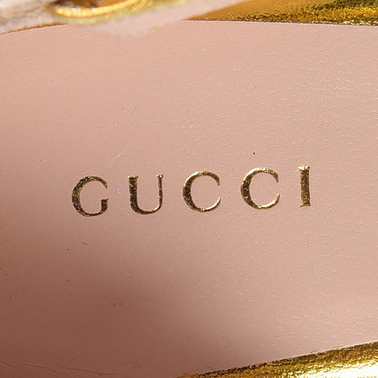 Gucci Metallic Nappa Ophelia Espadrille Platform Wedge Sandals 40 Oro Vecchio 7 of 8