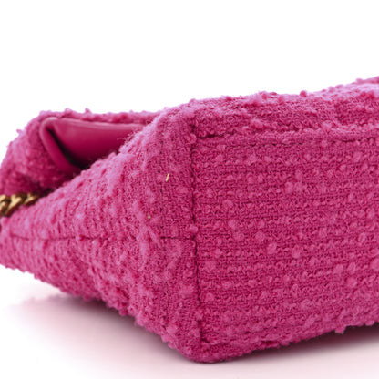 Saint Laurent Boucle Tweed Quilted Toy Loulou Puffer Monogram Chain Satchel Magenta 10 of 11