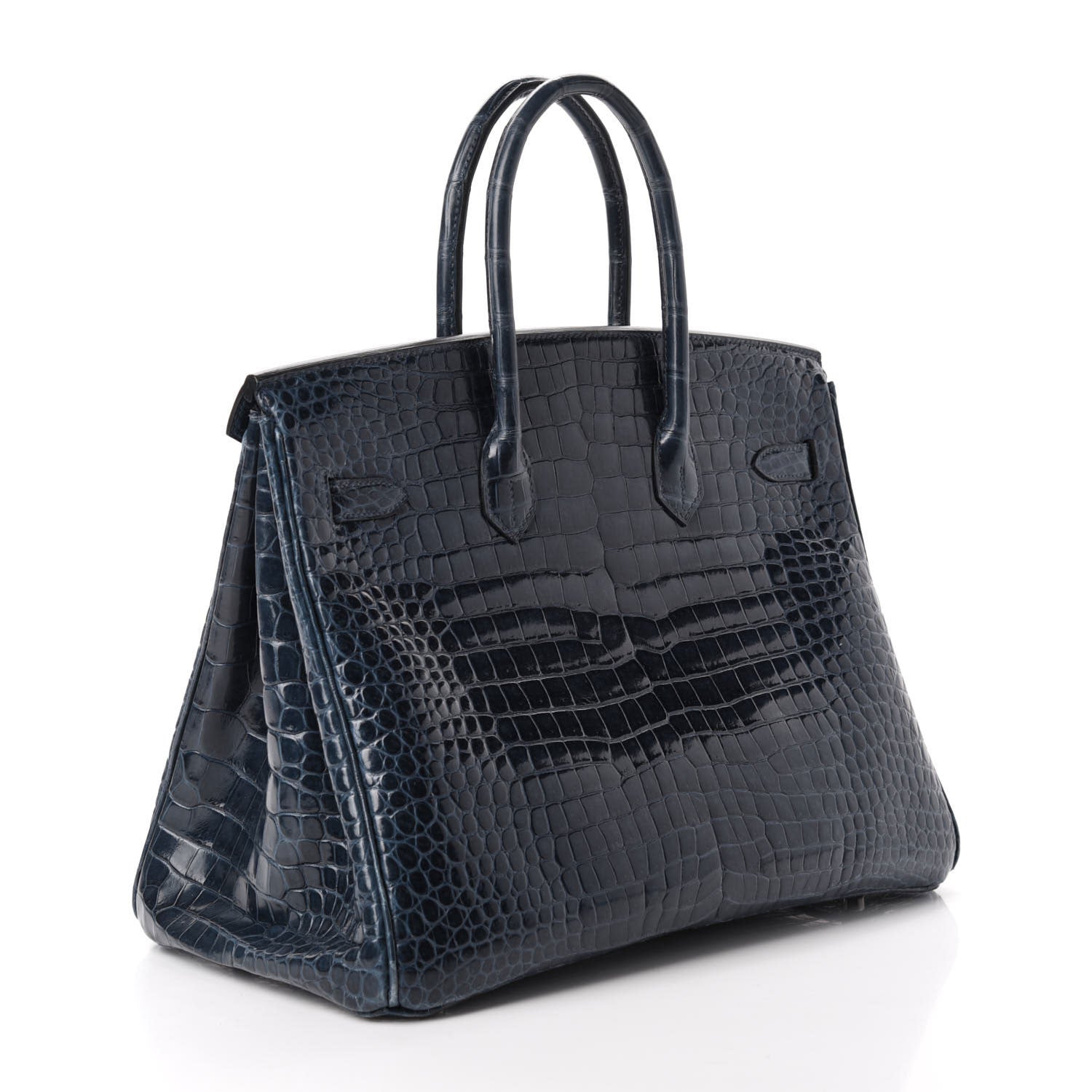Hermes Shiny Porosus Crocodile Birkin 35 Bleu Abysse 3 of 35