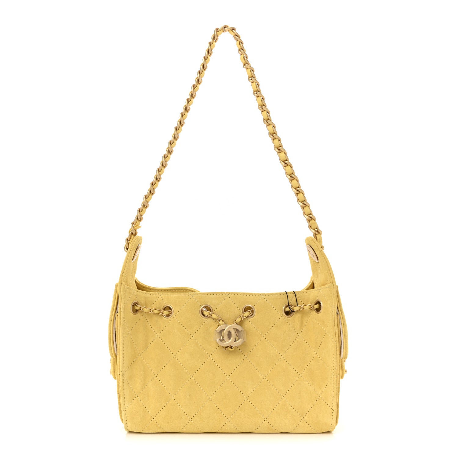 Chanel Suede Quilted Mini Chanel 25 Handbag Yellow 1 of 11