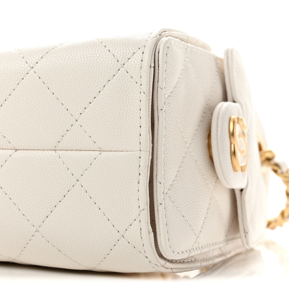 Caviar Quilted Mini Chanel 25 Handbag White