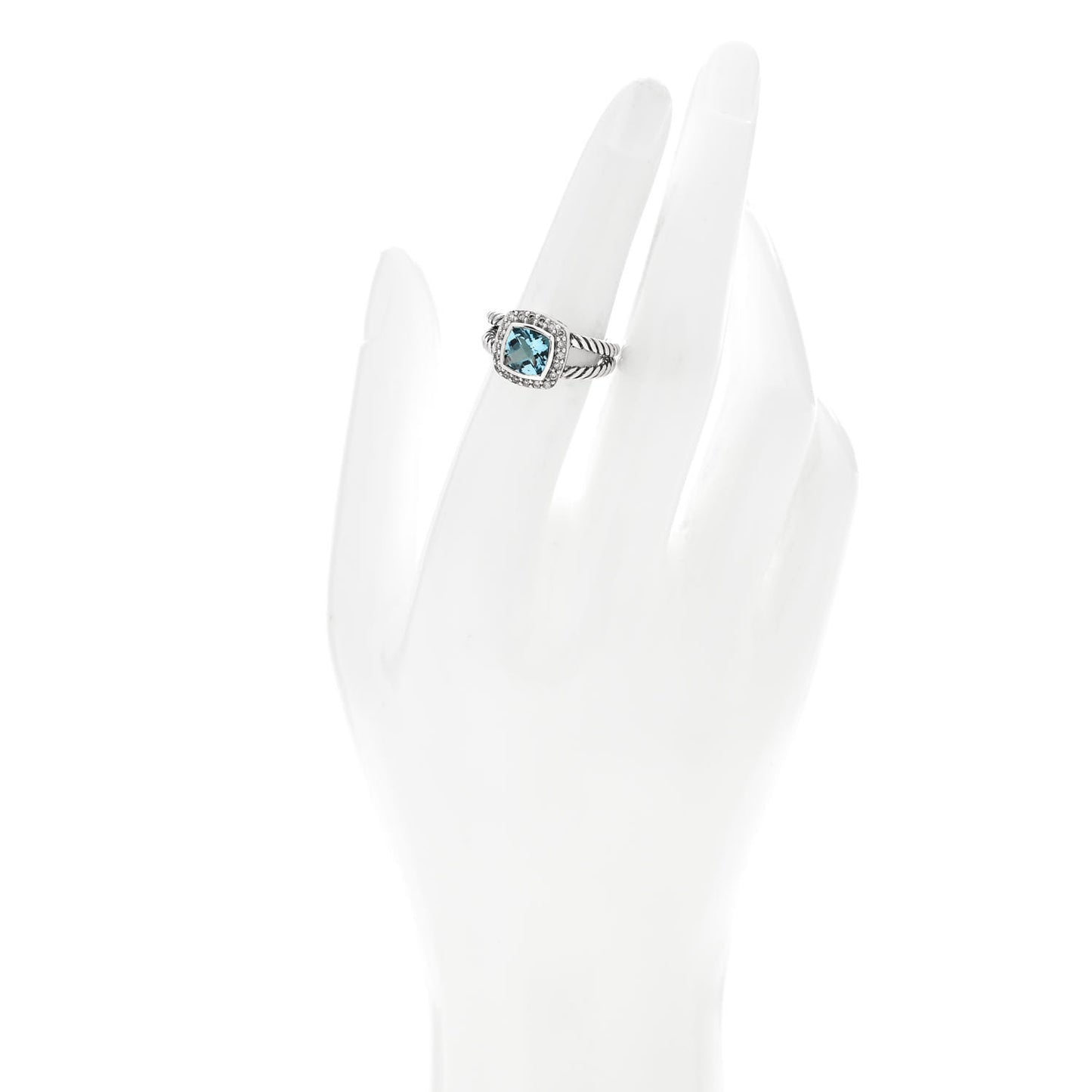 Sterling Silver Diamond Blue Topaz 7mm Petite Albion Ring 52 6