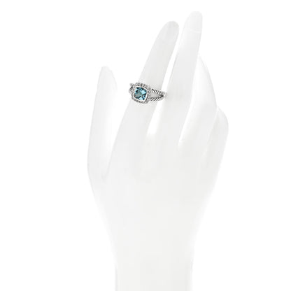 David Yurman Sterling Silver Diamond Blue Topaz 7mm Petite Albion Ring 52 6 2 of 5