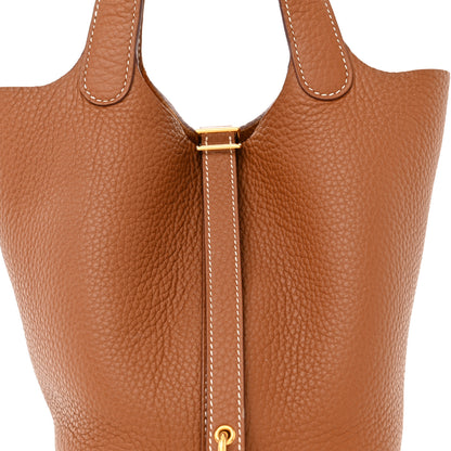 Hermes Taurillon Clemence Picotin Lock 18 PM Gold 8 of 11