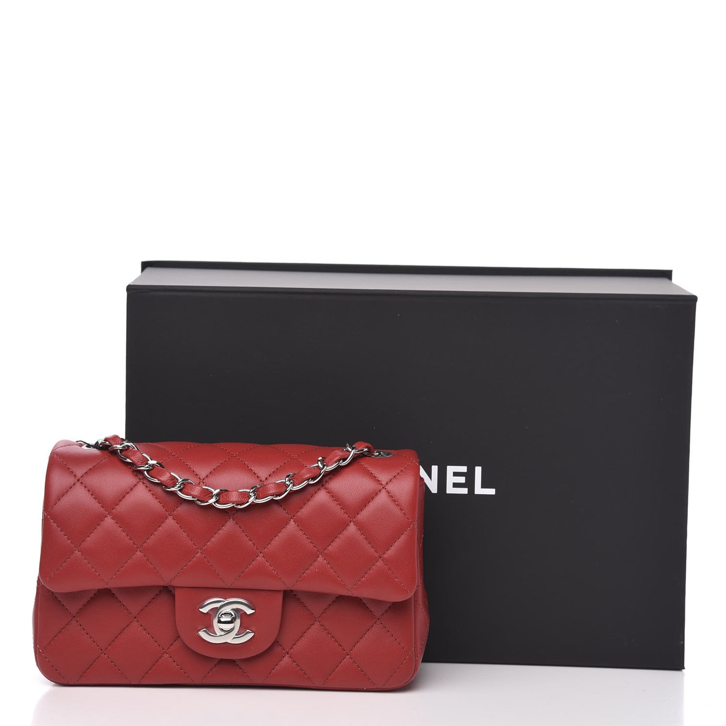 Lambskin Quilted Mini Rectangular Flap Red