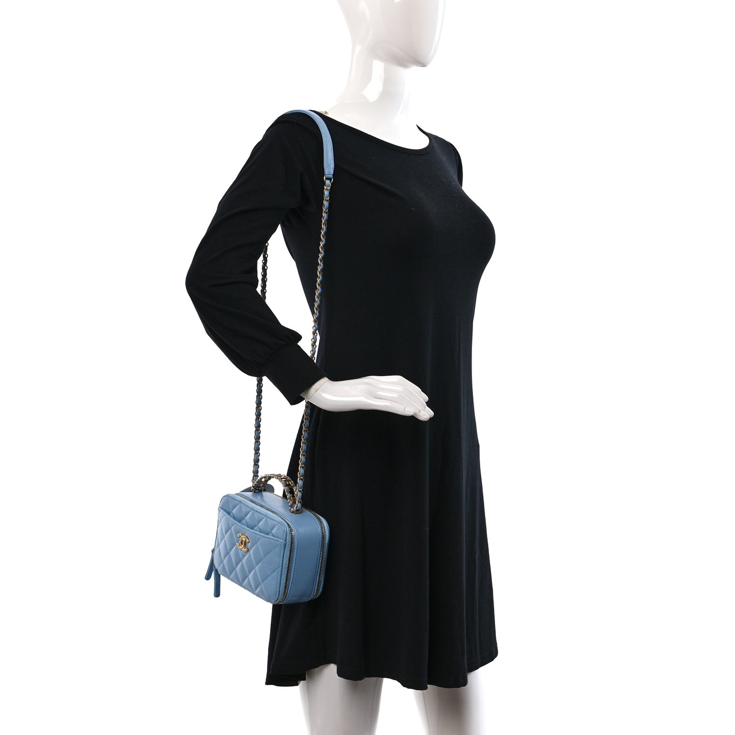 Caviar Quilted Small Pick Me Up Vanity Case Light Blue