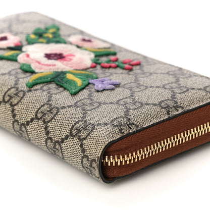 Gucci GG Supreme Monogram Garden Embroidered Zip Around Wallet 6 of 13