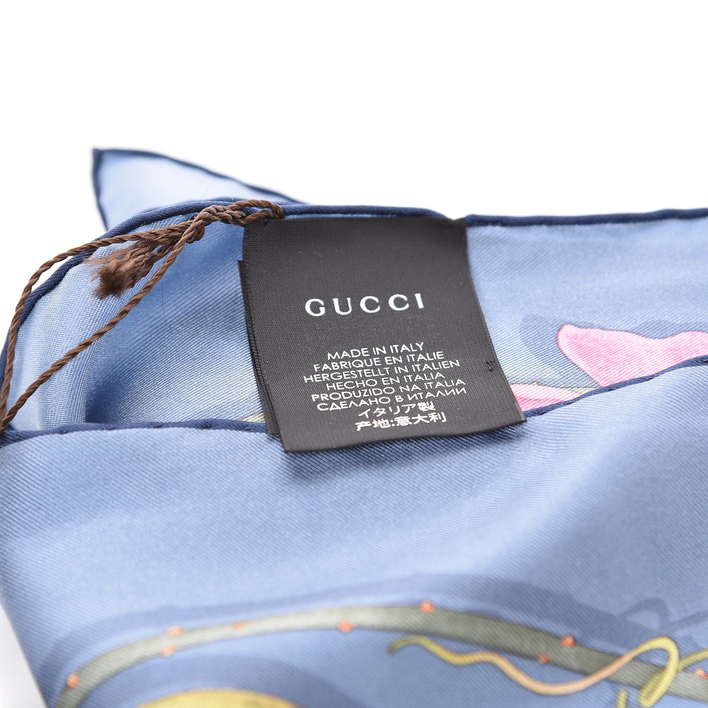 Silk Twill Flowerwebby Square Scarf Sky Blue