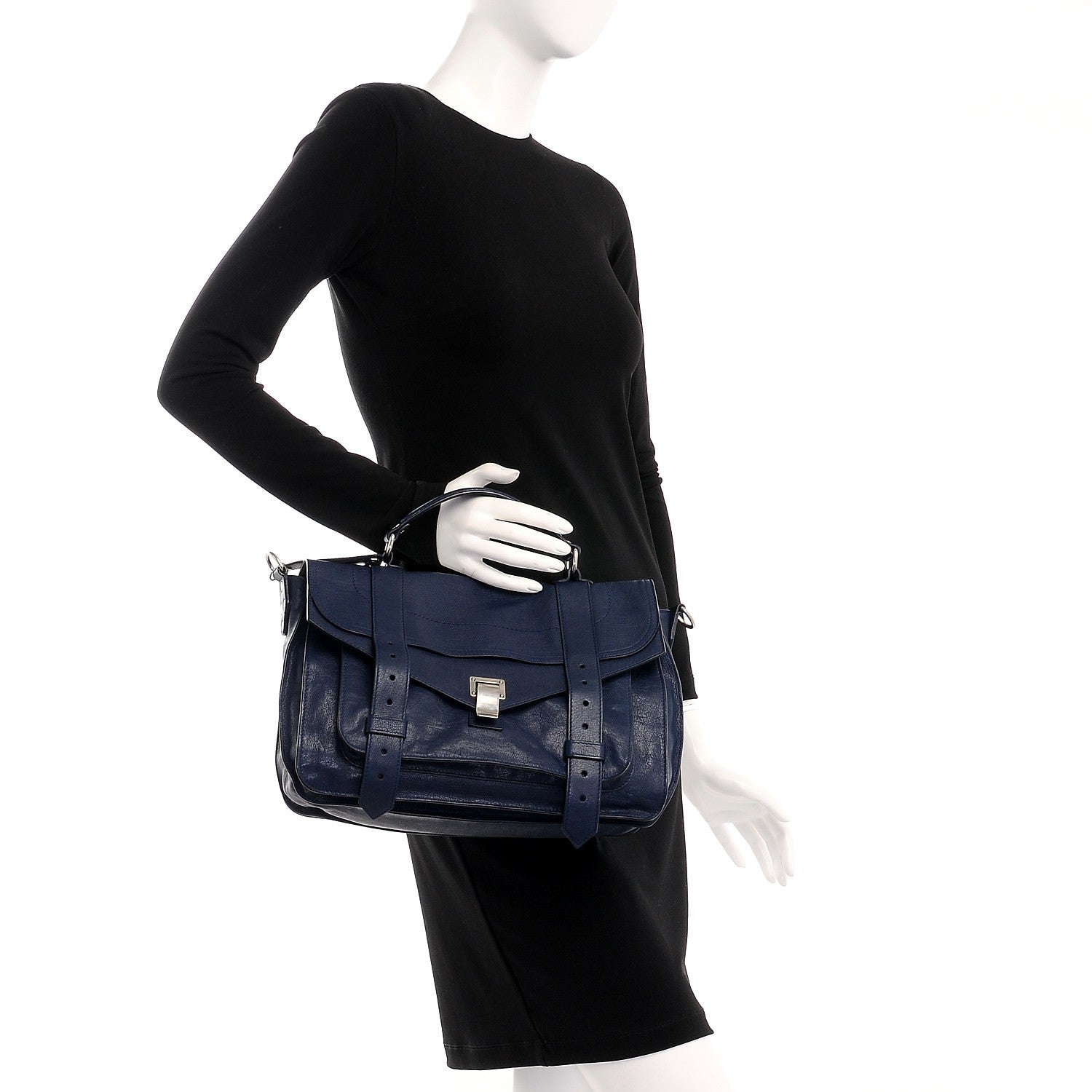 Proenza Schouler Lambskin Medium PS1 Satchel Indigo 2 of 8