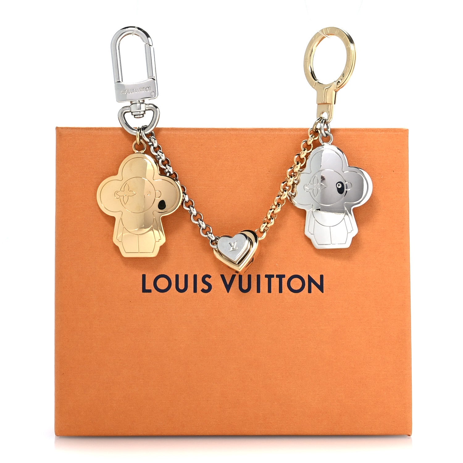 Louis Vuitton Metal Monogram Vivienne Best Friend Bag Charm Key Holder Gold Silver 4 of 4