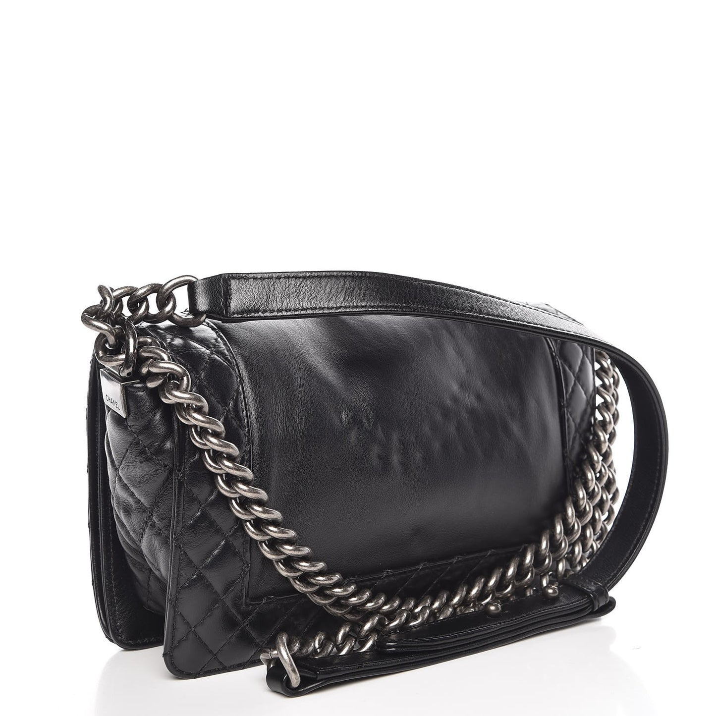 Calfskin Enchained Medium Boy Flap Black