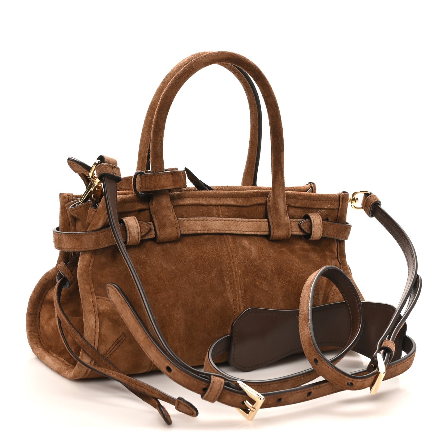 Suede Triangle Mini Bonnie Shoulder Bag Cacao