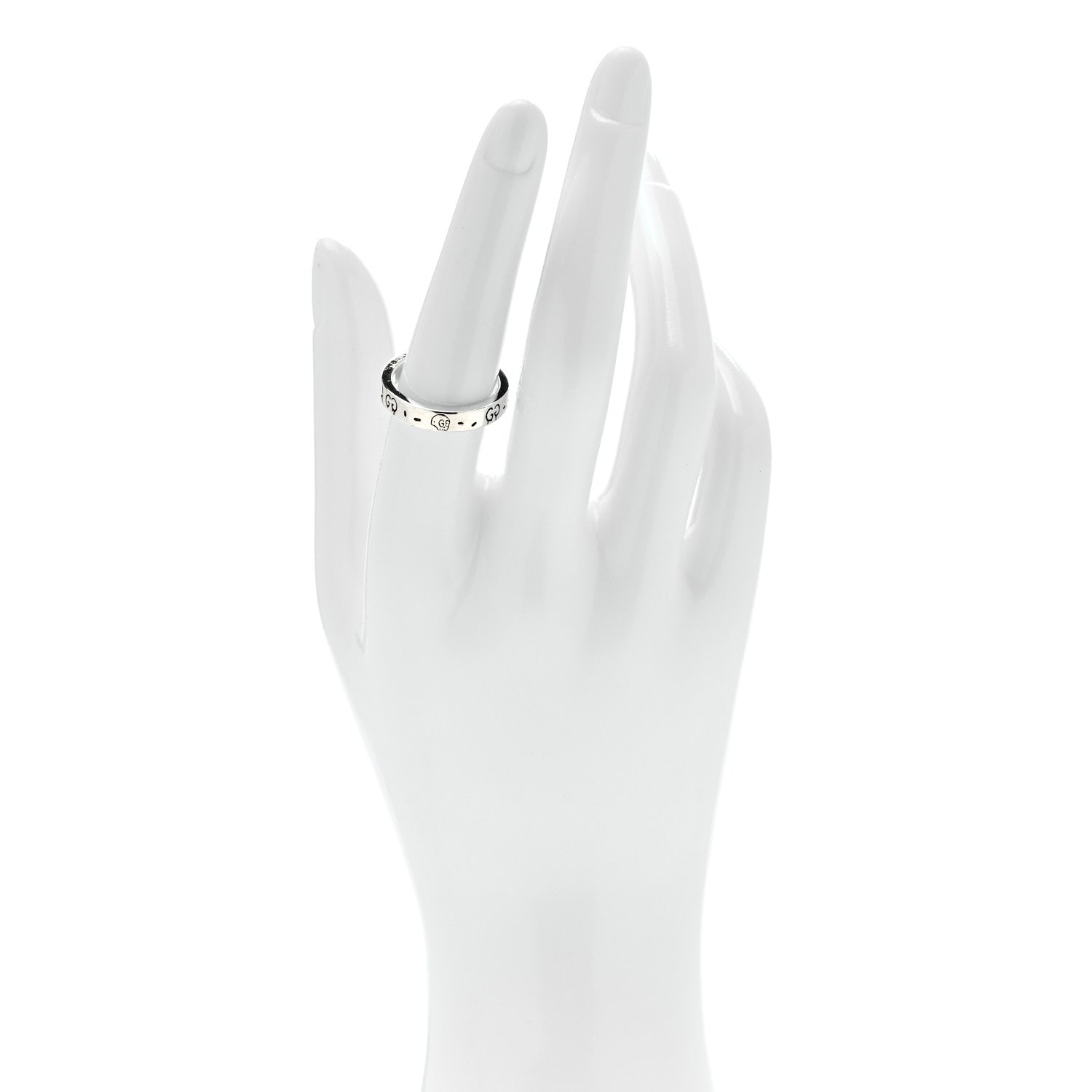 Gucci Sterling Silver Narrow GucciGhost Hamlet Skull Ring 54 7 2 of 5