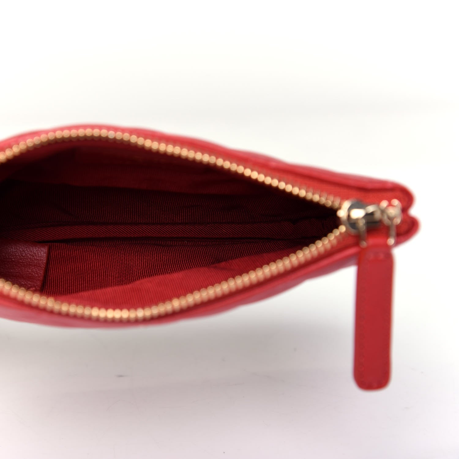 Chanel Lambskin Quilted Small Cosmetic Case Red 5 of 8