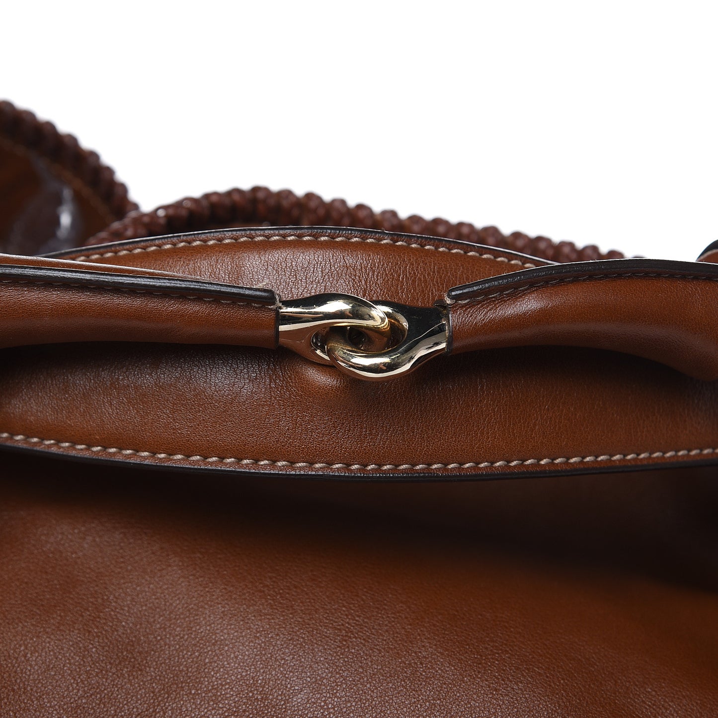Calfskin Large Horsebit Chain Hobo Brown