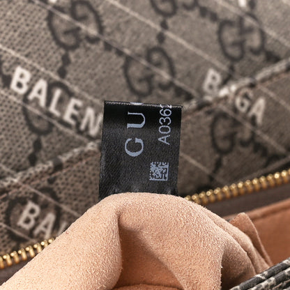Gucci X BALENCIAGA GG Supreme Monogram Logo Print Horsebit 1955 Shoulder Bag Beige Ebony 8 of 11