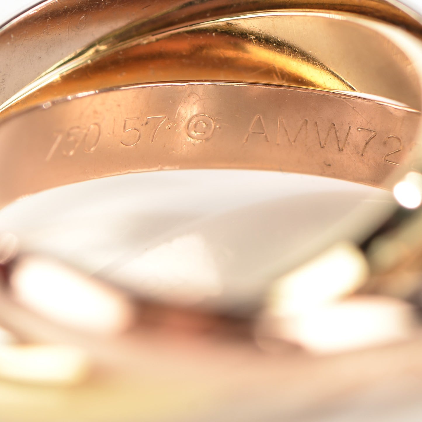 18K Pink Yellow White Gold Trinity Ring Medium 57 8