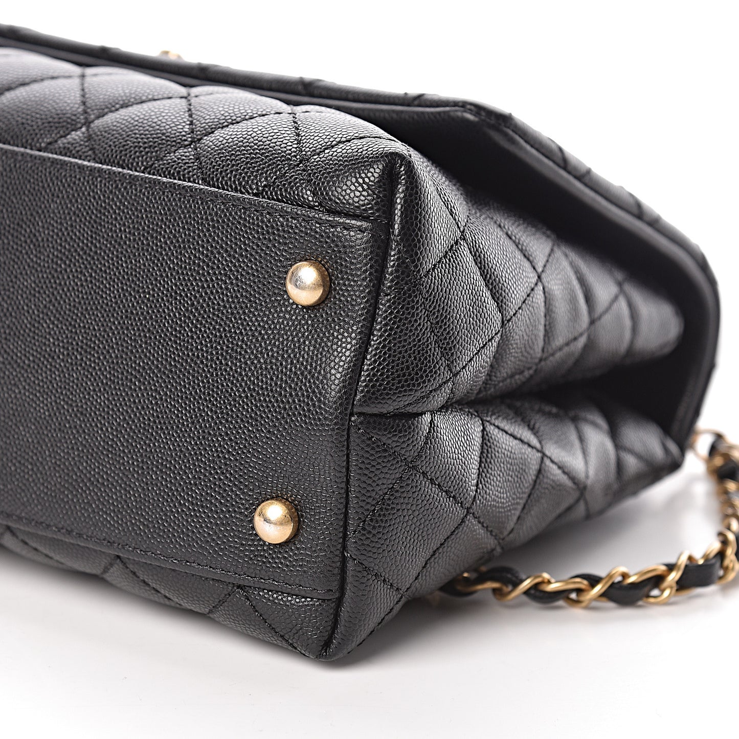 Caviar Lizard Quilted Small Coco Handle Flap Black