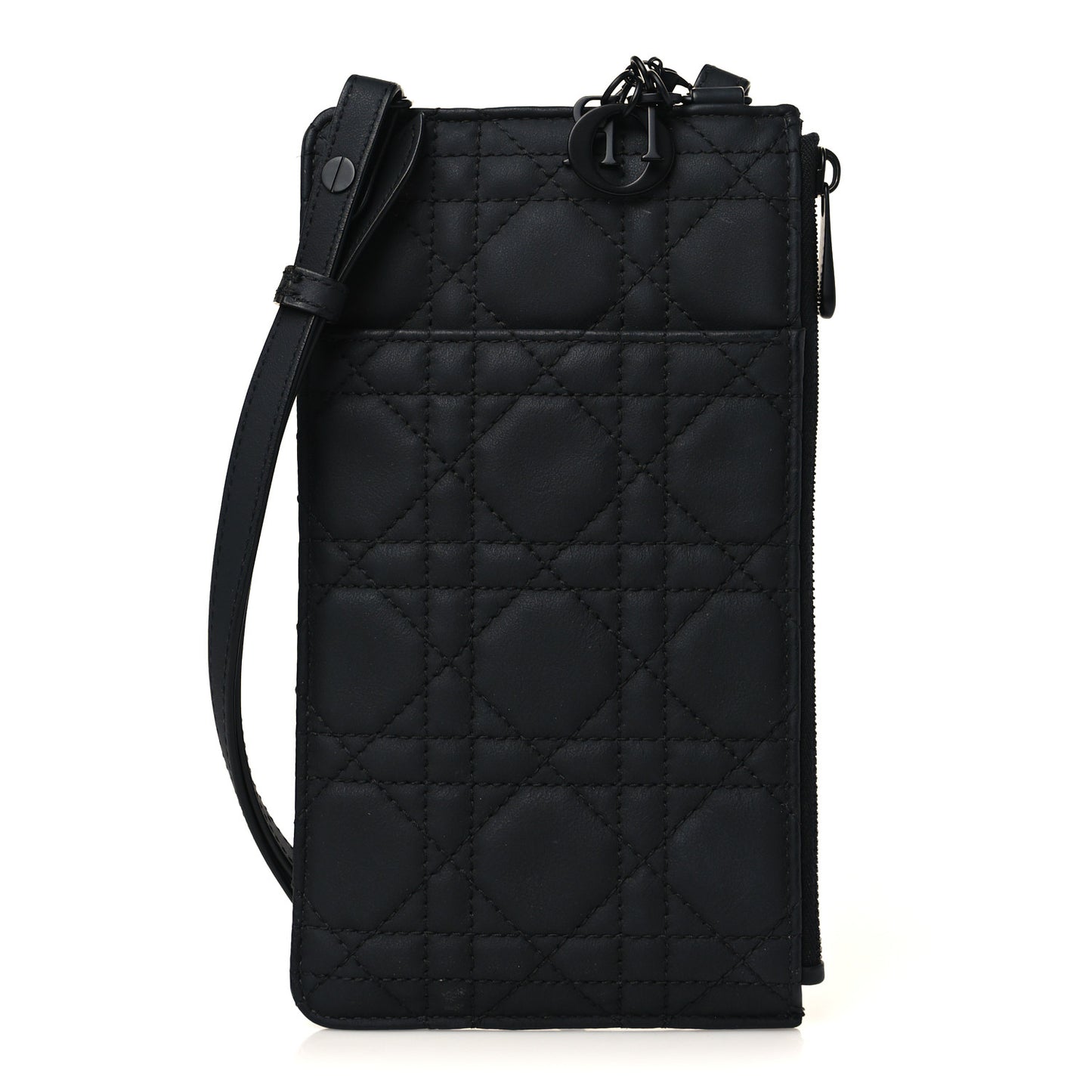 Ultra Matte Calfskin Lady Dior Long Wallet With Strap Black