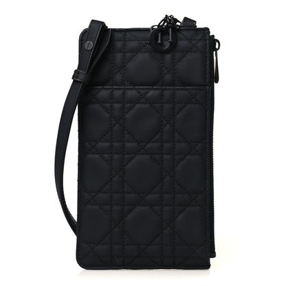 Christian Dior Ultra Matte Calfskin Lady Dior Long Wallet With Strap Black 1 of 5