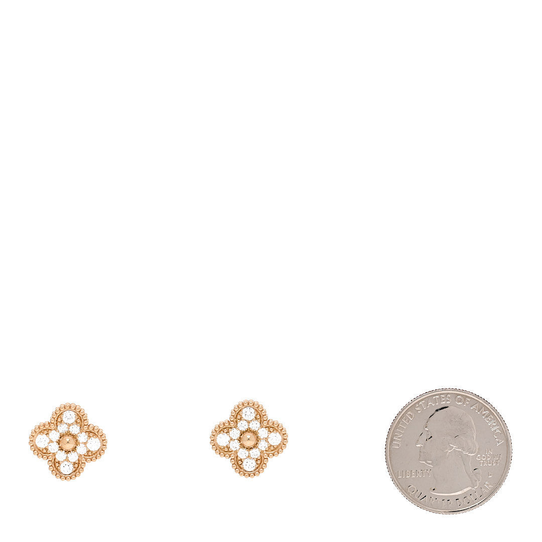 Van Cleef & Arpels 18K Yellow Gold Diamond Vintage Alhambra Earrings 2 of 6