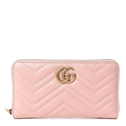 Gucci Calfskin Matelasse GG Marmont Zip Around Organizer Wallet Perfect Pink 1 of 7
