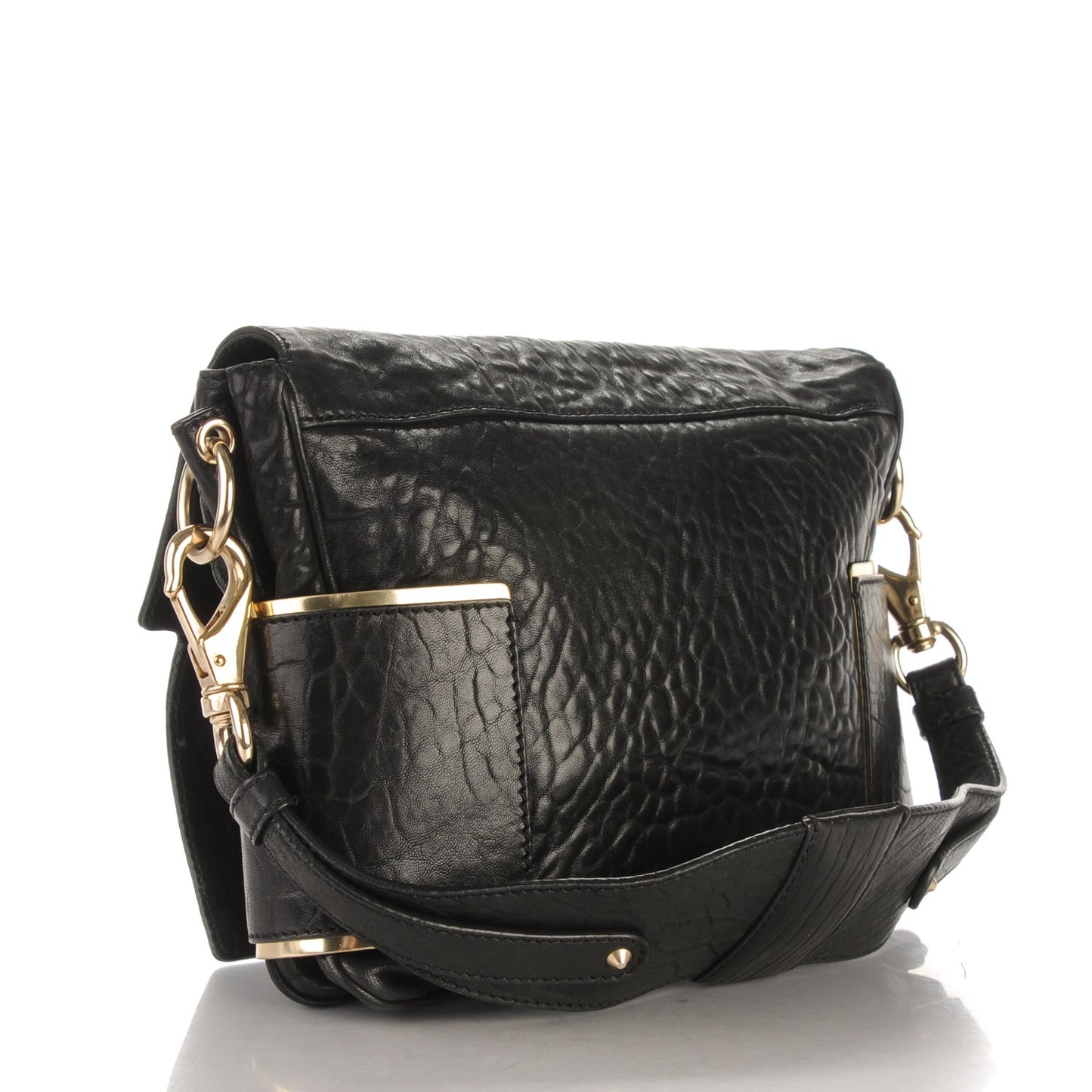 Pebbled Lambskin Melancholia Shoulder Bag Black