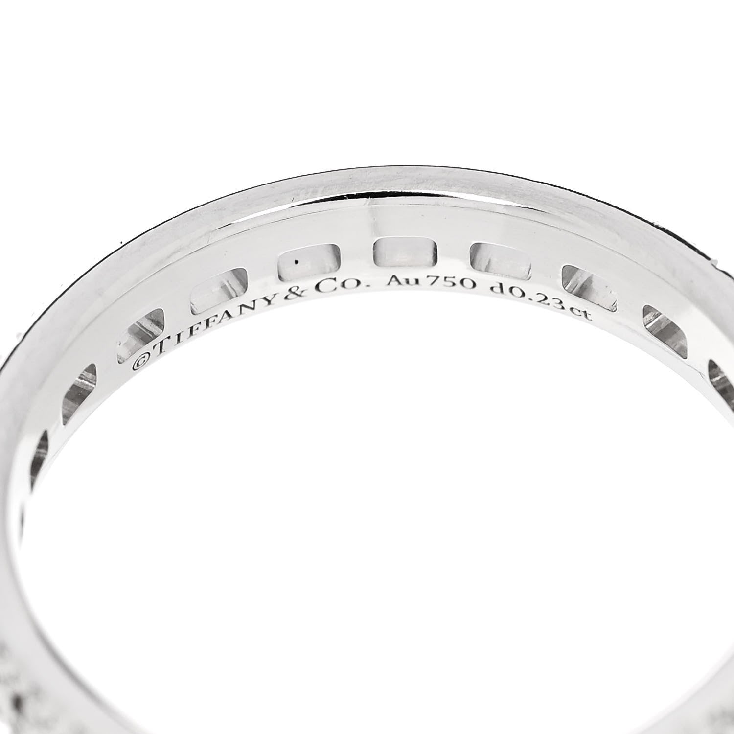 Tiffany 18K White Gold Diamond T True Narrow Band Ring 54 7 4 of 5