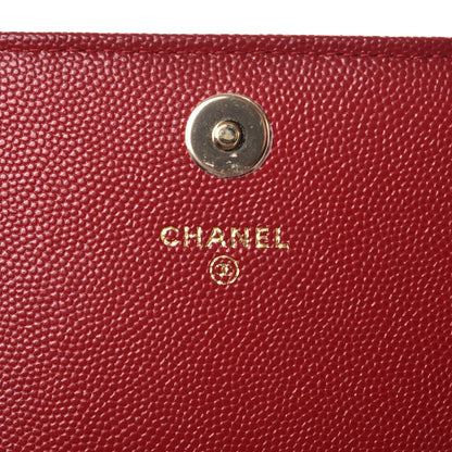 Chanel Caviar Quilted Square Wallet On Chain WOC Dark Red 6 of 8