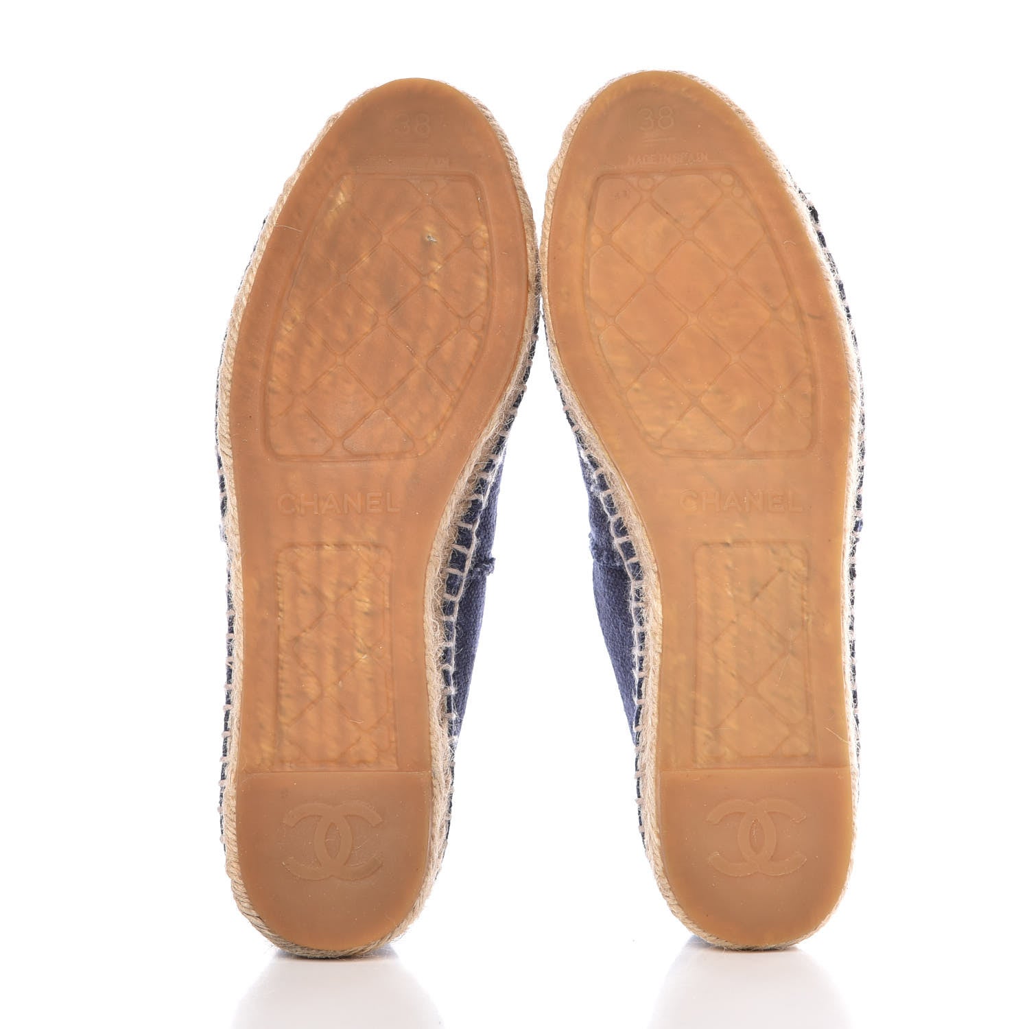 Chanel Denim Toile CC Espadrilles 38 Navy Black 6 of 9