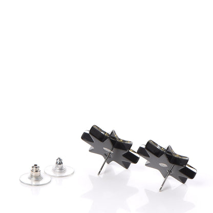 Chanel Resin Metal CC Star Earrings Black Gold 3 of 10