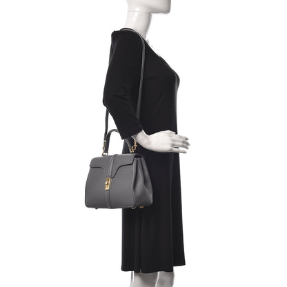 Celine Grained Calfskin Small 16 Top Handle Bag Medium Grey 2 of 9