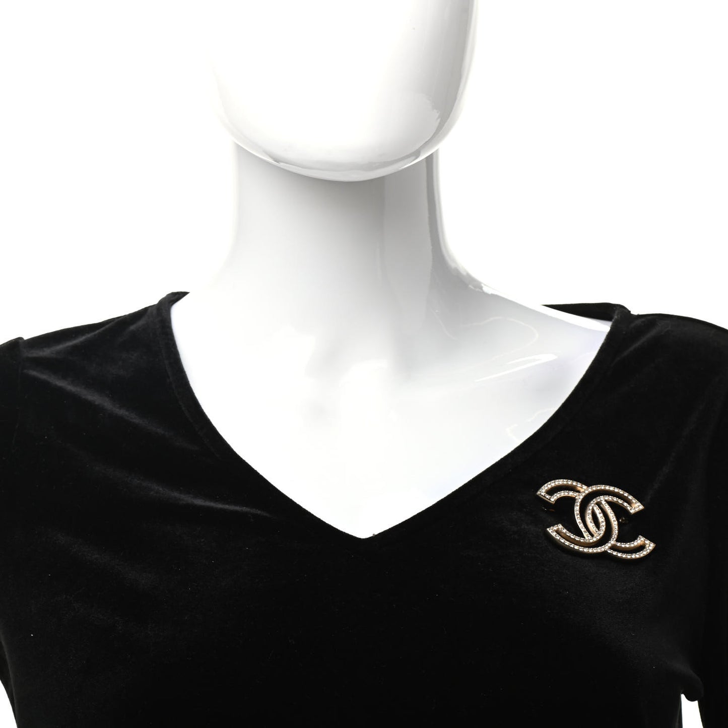 Crystal CC Brooch Light Gold