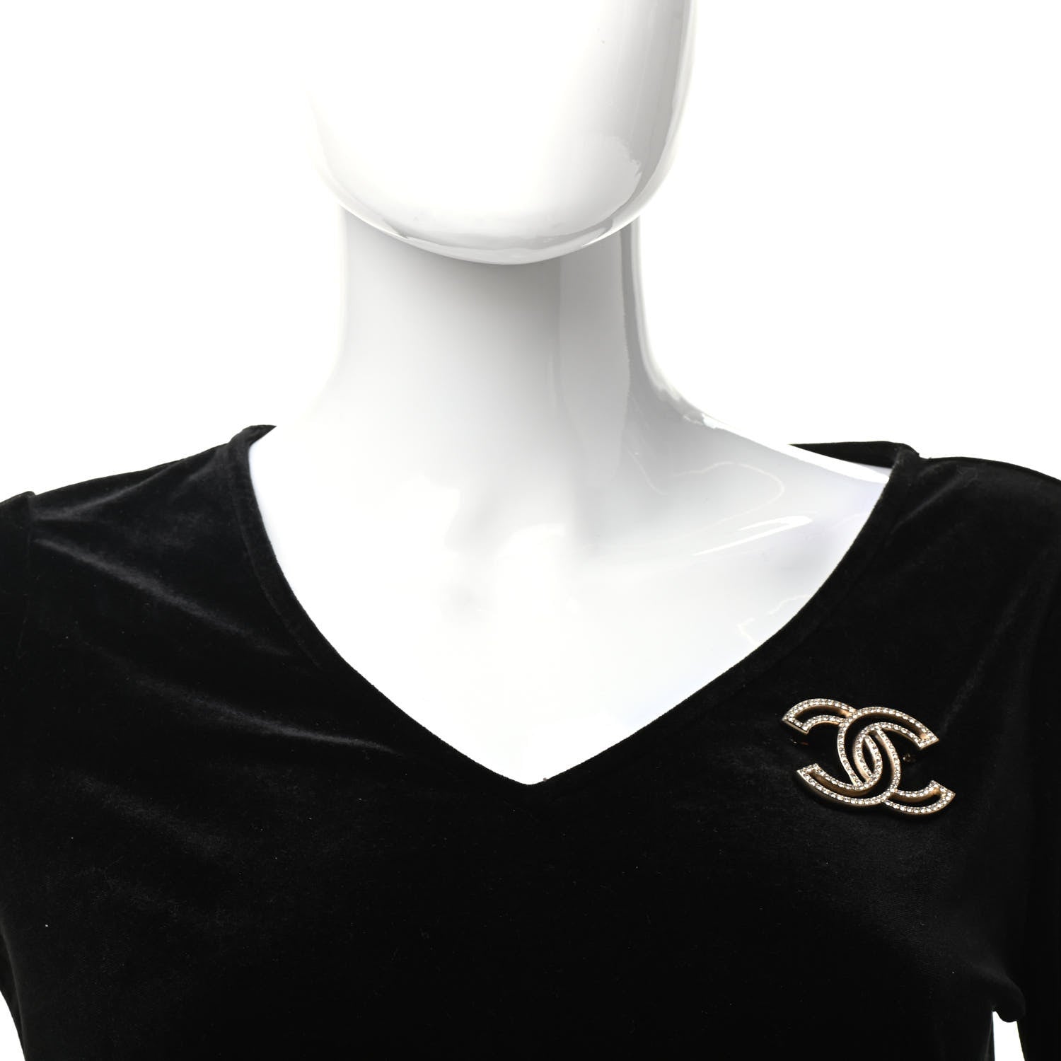 Chanel Crystal CC Brooch Light Gold 2 of 5