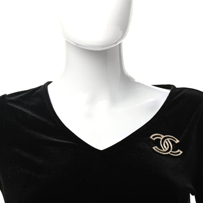Chanel Crystal CC Brooch Light Gold 2 of 5