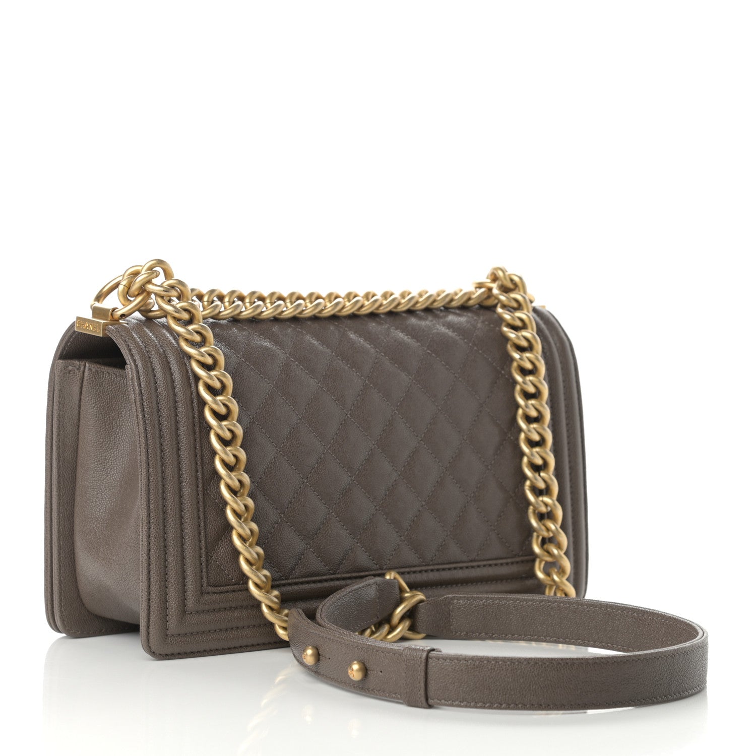 Chanel Caviar Quilted Medium Boy Flap Khaki 3 of 12
