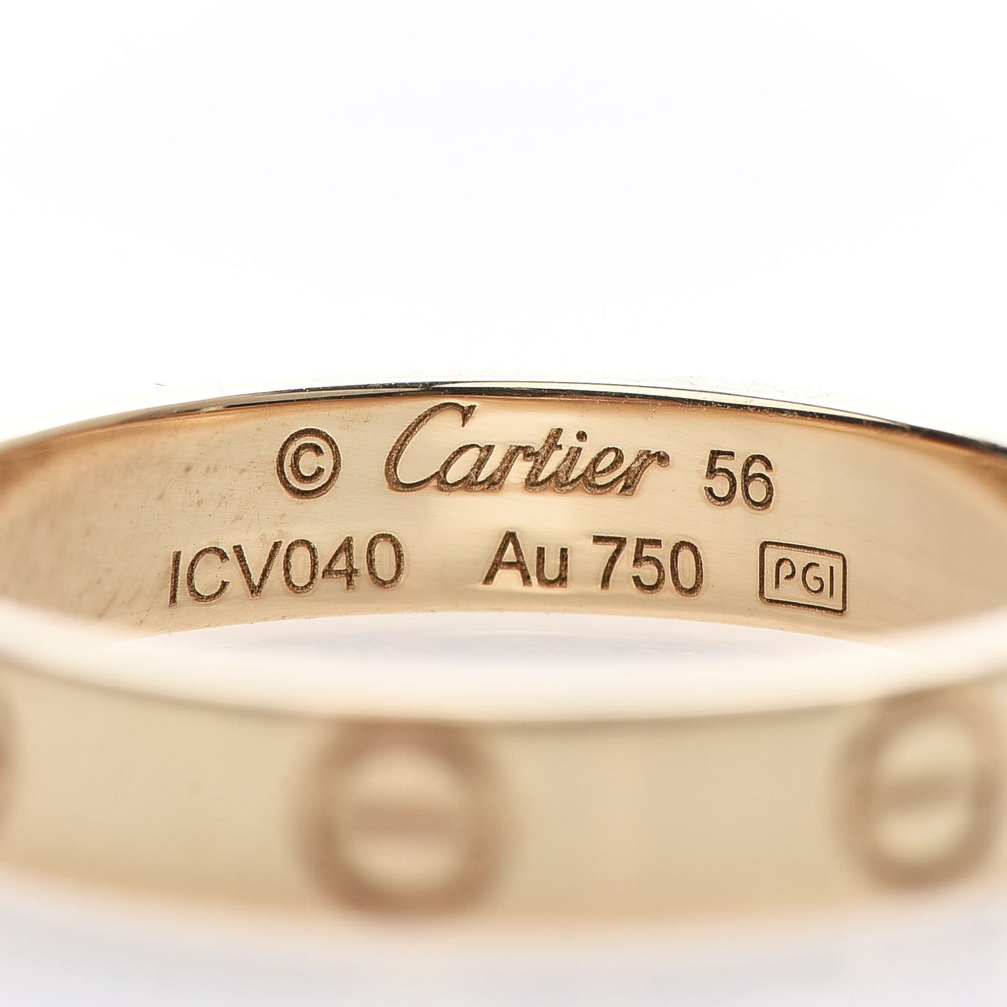 18K Yellow Gold 3.5mm LOVE Wedding Band Ring 56 7.5