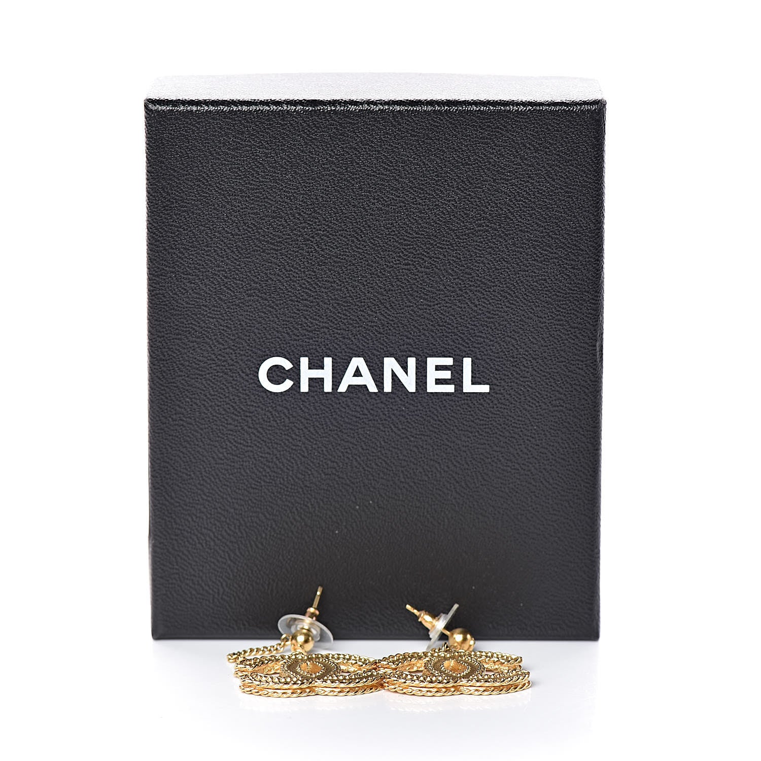 Chanel CC Drop Earrings Matte Gold 5 of 5