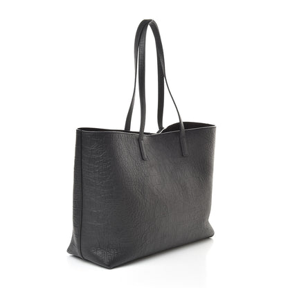 Saint Laurent Calfskin Crocodile Embossed Large Shopper Tote Black 4 of 10