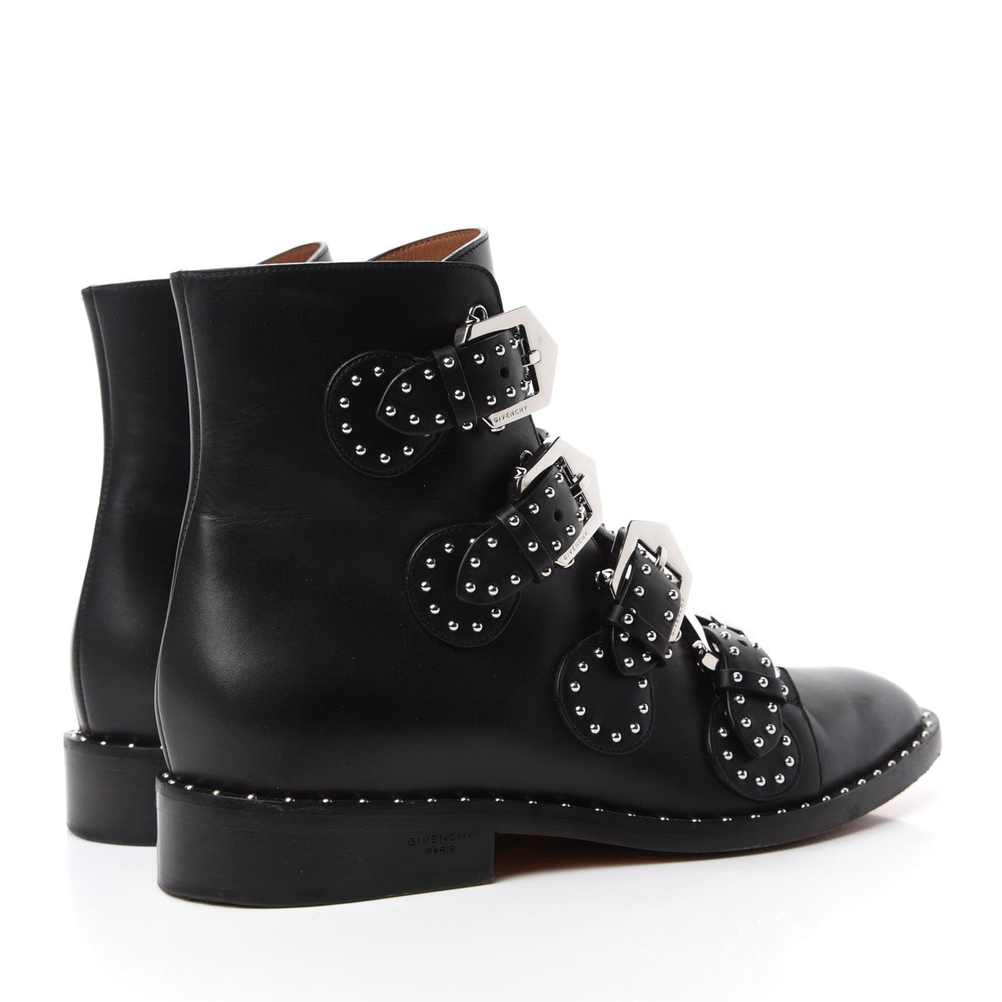 Calfskin Studded Prue Buckle Bootie 39.5 Black