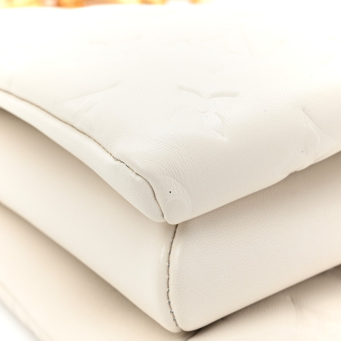 Lambskin Embossed Monogram Coussin PM Cream
