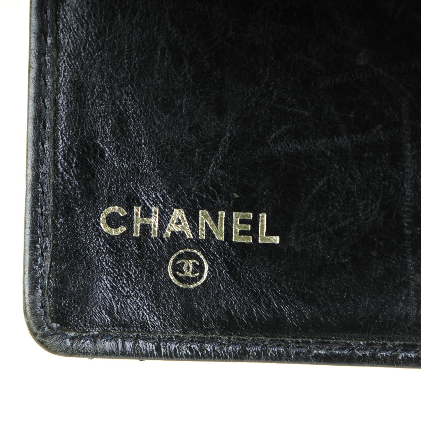 Metallic Calfskin Quilted Cambon Yen Wallet Blue