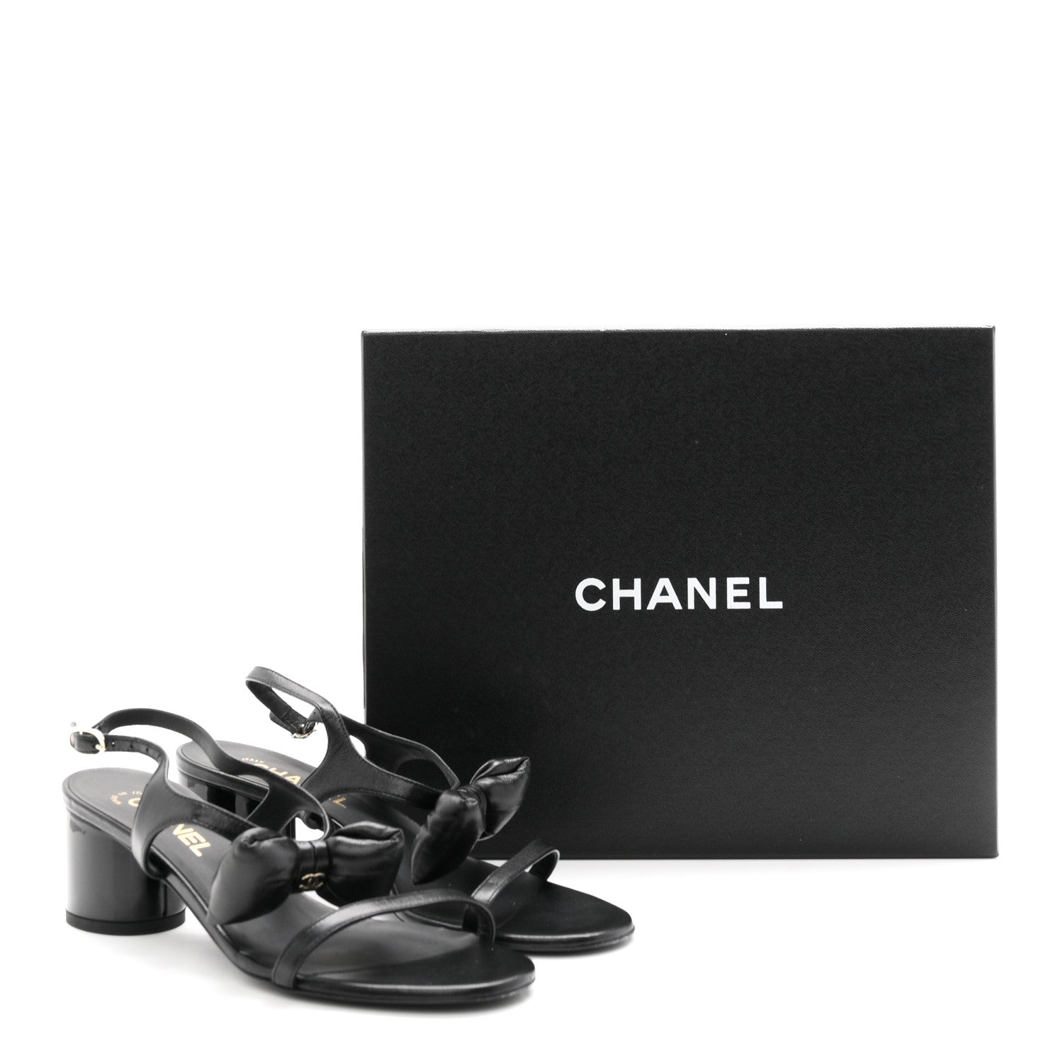 Chanel Lambskin CC Bow 55mm Sandals 38.5 Black 10 of 10