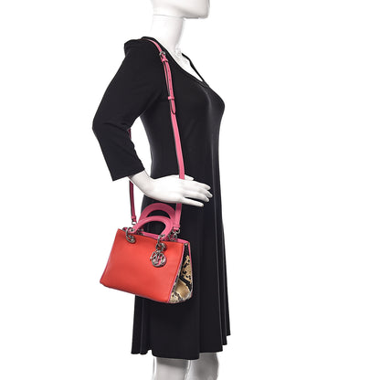 Christian Dior Python Smooth Calfskin Small Diorissimo Tote Pink Red 2 of 10