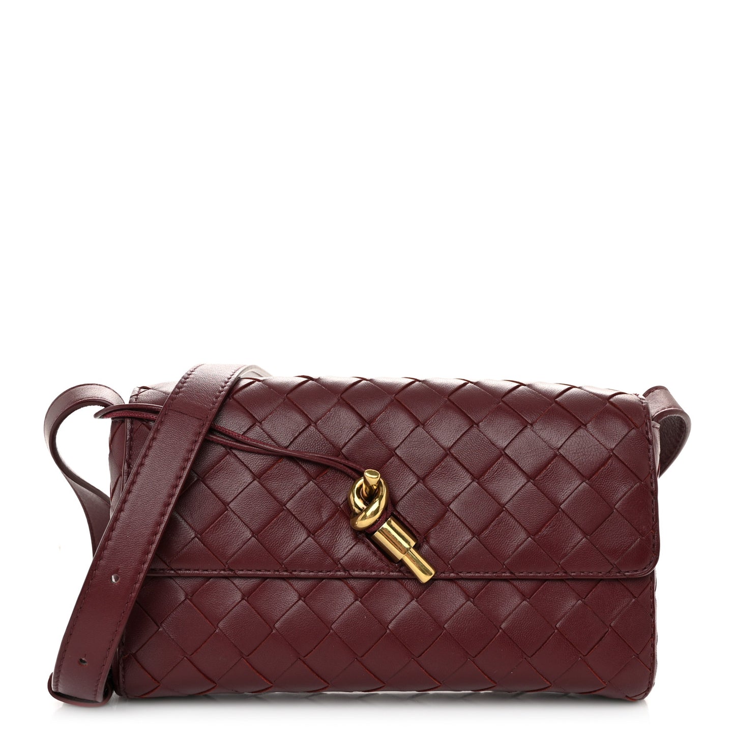 Nappa Intrecciato Mini Andiamo Crossbody Bag Barolo