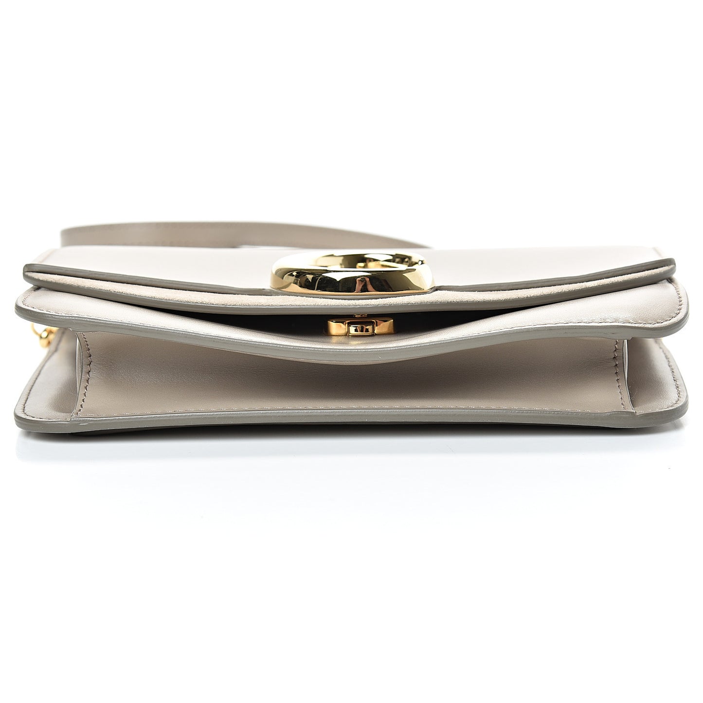 Calfskin Suede C Clutch With Chain Motty Grey